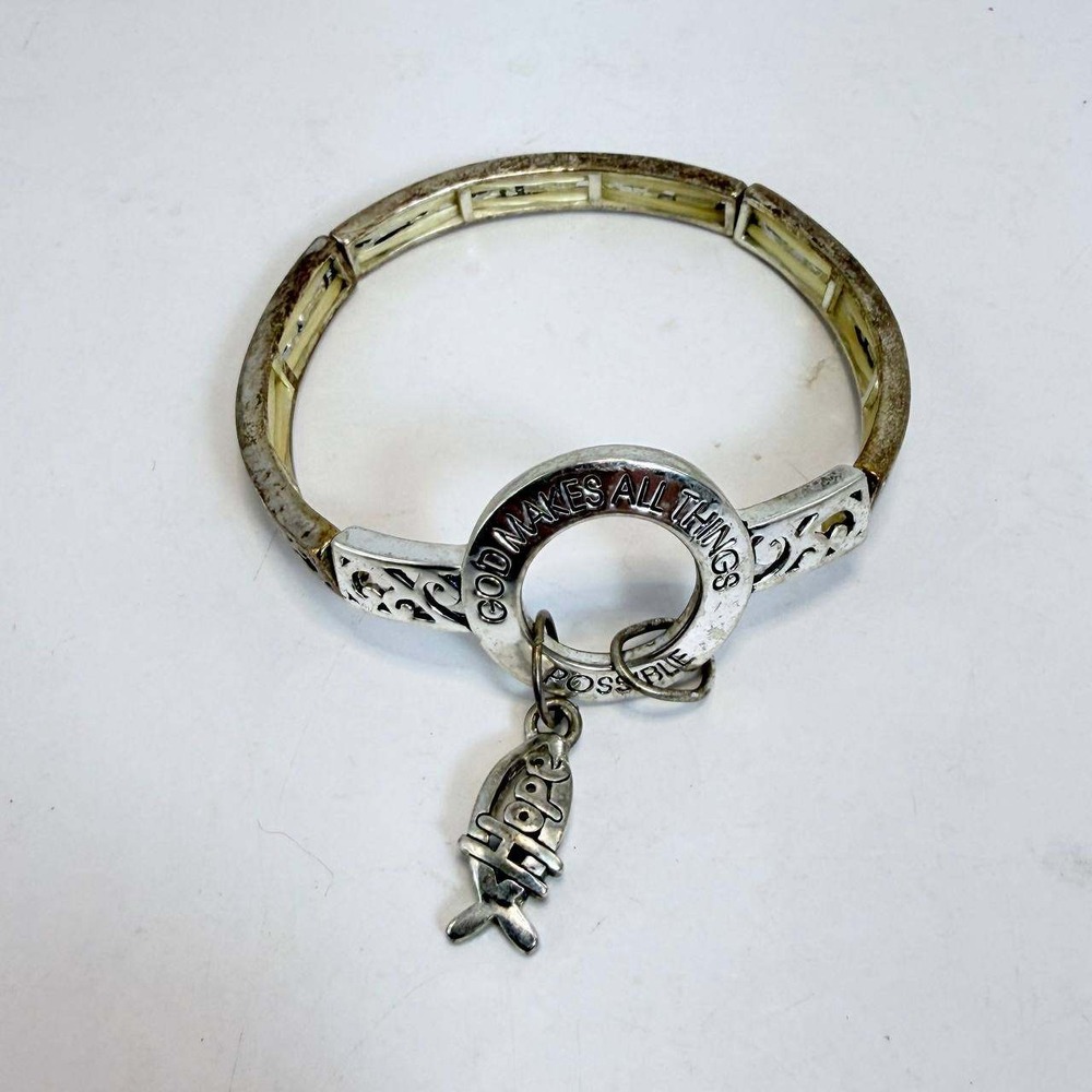 Christian Hope Ichthys Fish Stretch Bracelet God Makes All Things Possible Fair